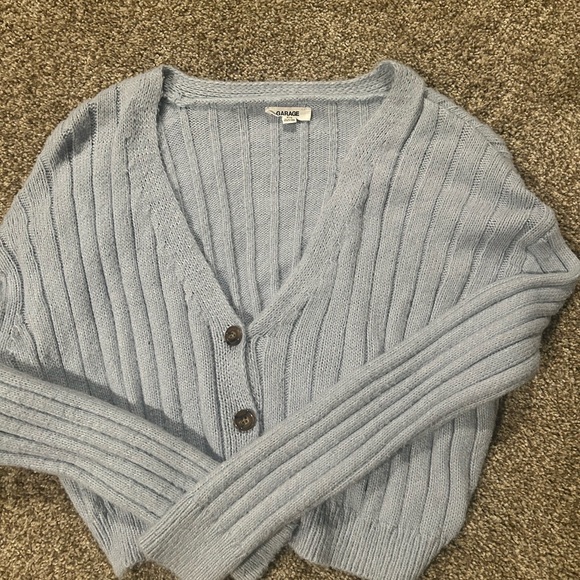 Garage Sweaters - Garage Women's Sky Blue Ribbed Cardigan
